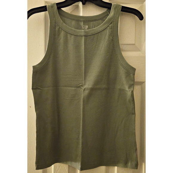 Gap Rib Halter Tank Top Sleeveless Woman's Sage Green Size Large NWT - Picture 9 of 11